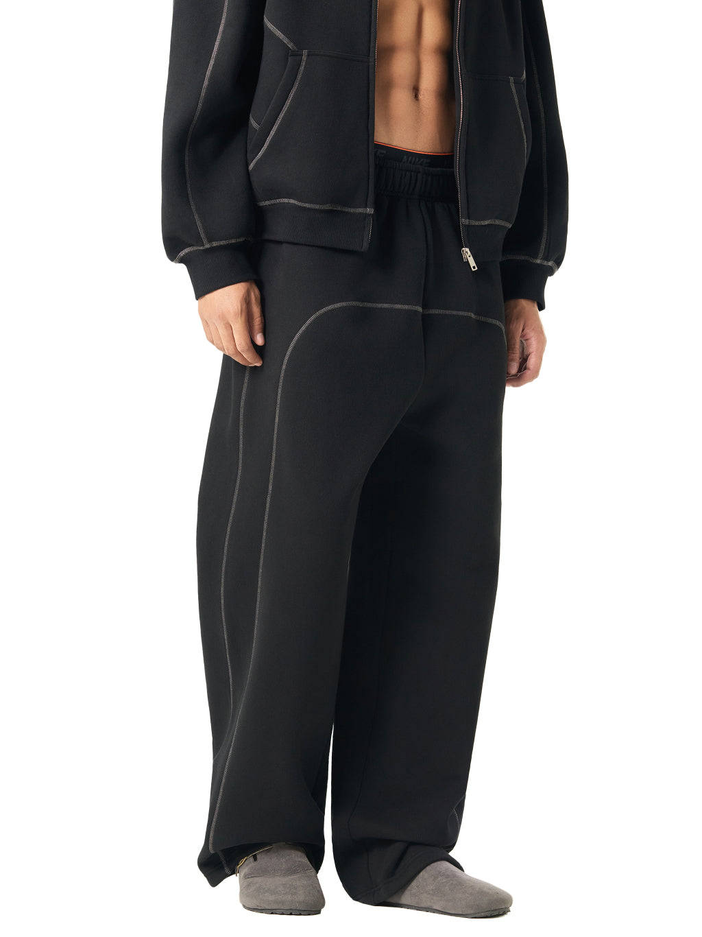 Contrast-$titched Fleece Sweatpants