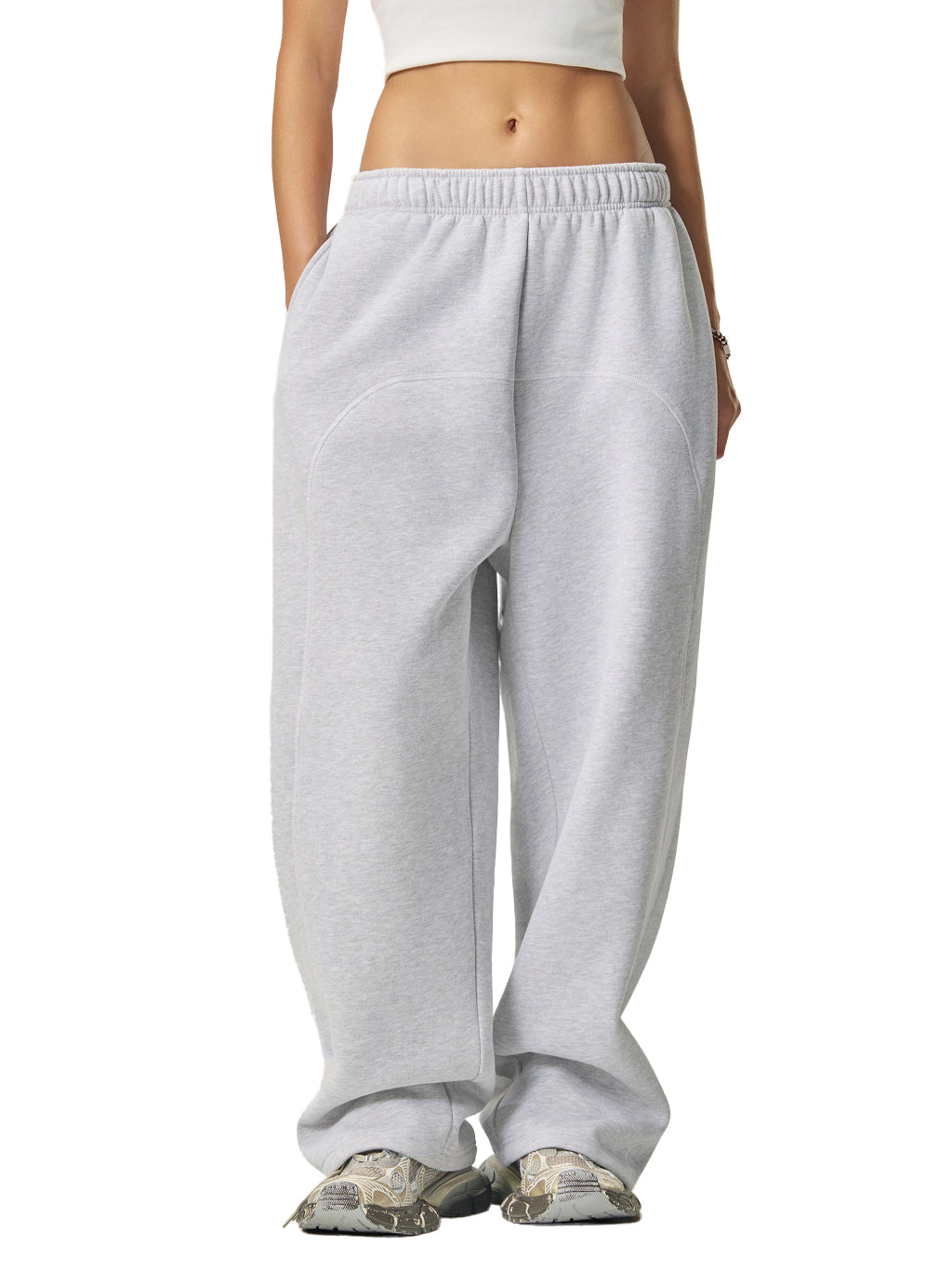 Contrast-$titched Fleece Sweatpants