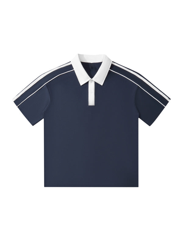Contrast Collar Polo - Navy&White