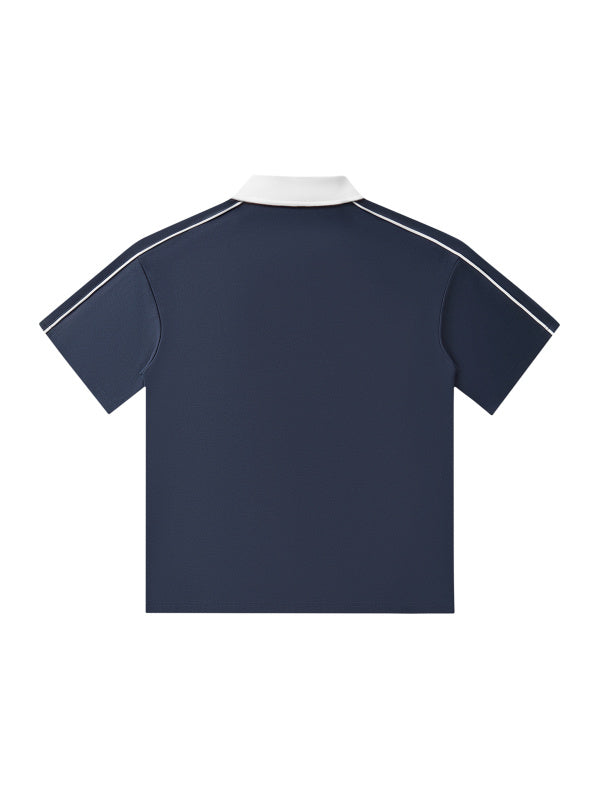 Contrast Collar Polo - Navy&White