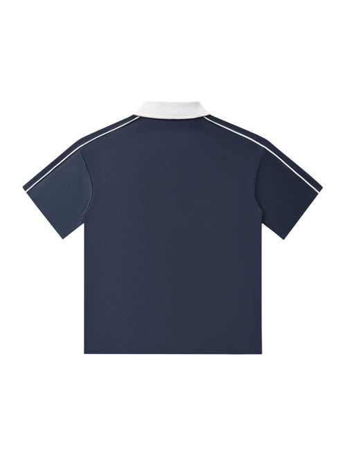 Contrast Collar Polo - Navy&White