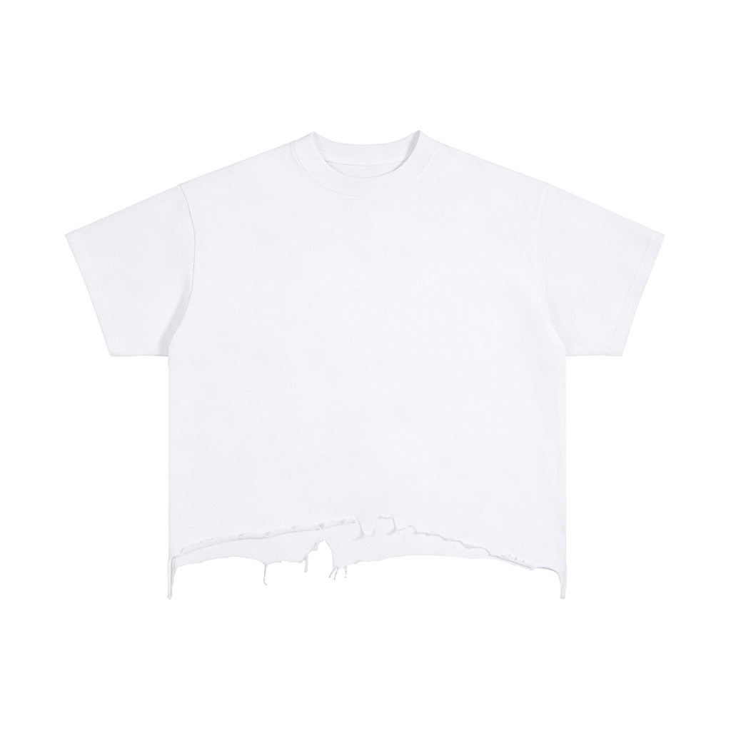 VintageBoxy Distressed Tee - White