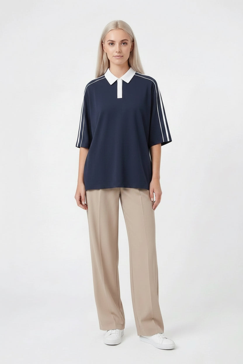 Contrast Collar Polo - Black&White