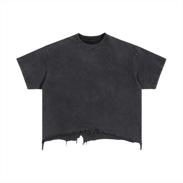 V_ntage-Boxy Distressed Hem T-$hirt