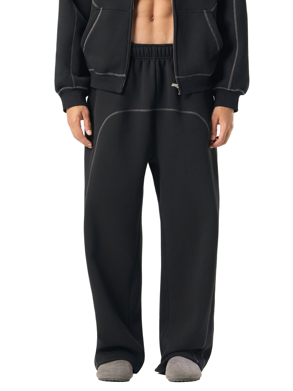Contrast-$titched Fleece Sweatpants